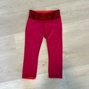 Lululemon hot pink/ orange, mid rise leggings size 6